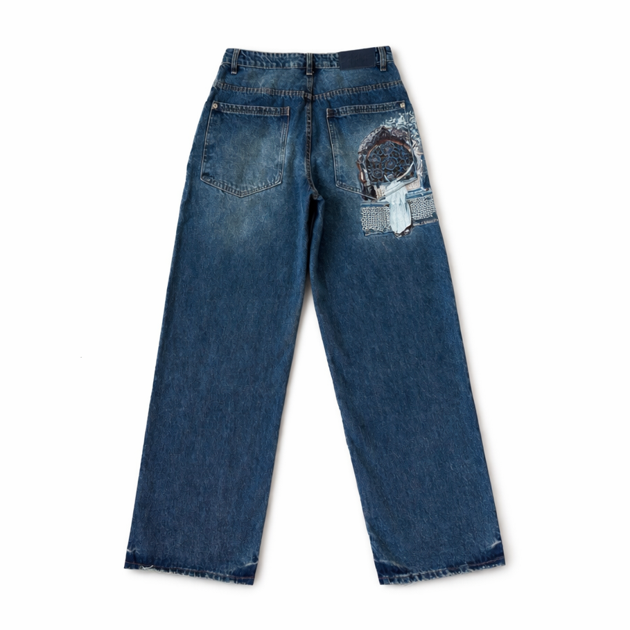 Window Motif Denim Jeans