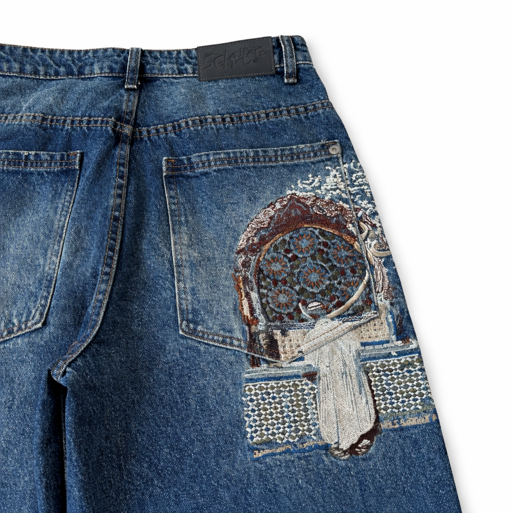 Window Motif Denim Jeans