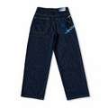 Pinstripe Patchwork Denim Jeans