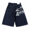 Window Embroidered Denim Shorts