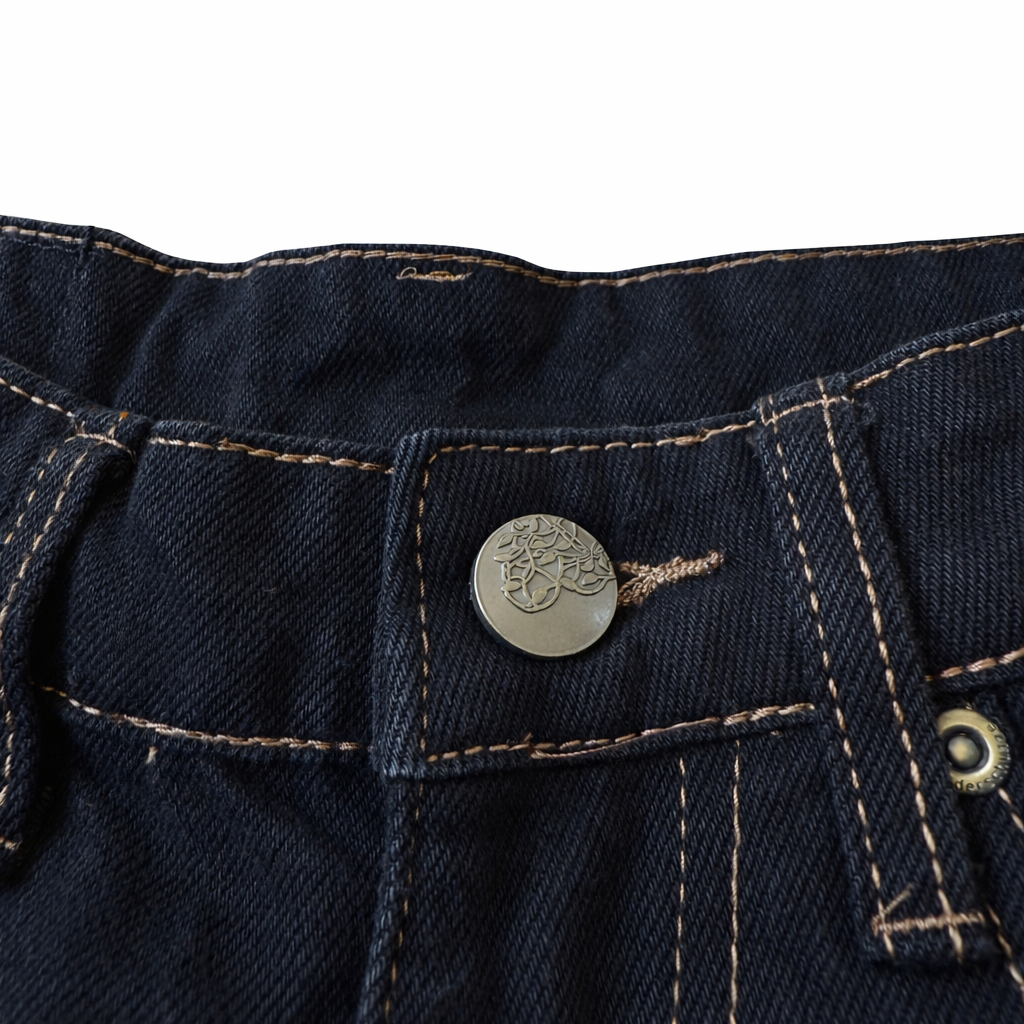 Floral Skull Embroidered Denim Jeans