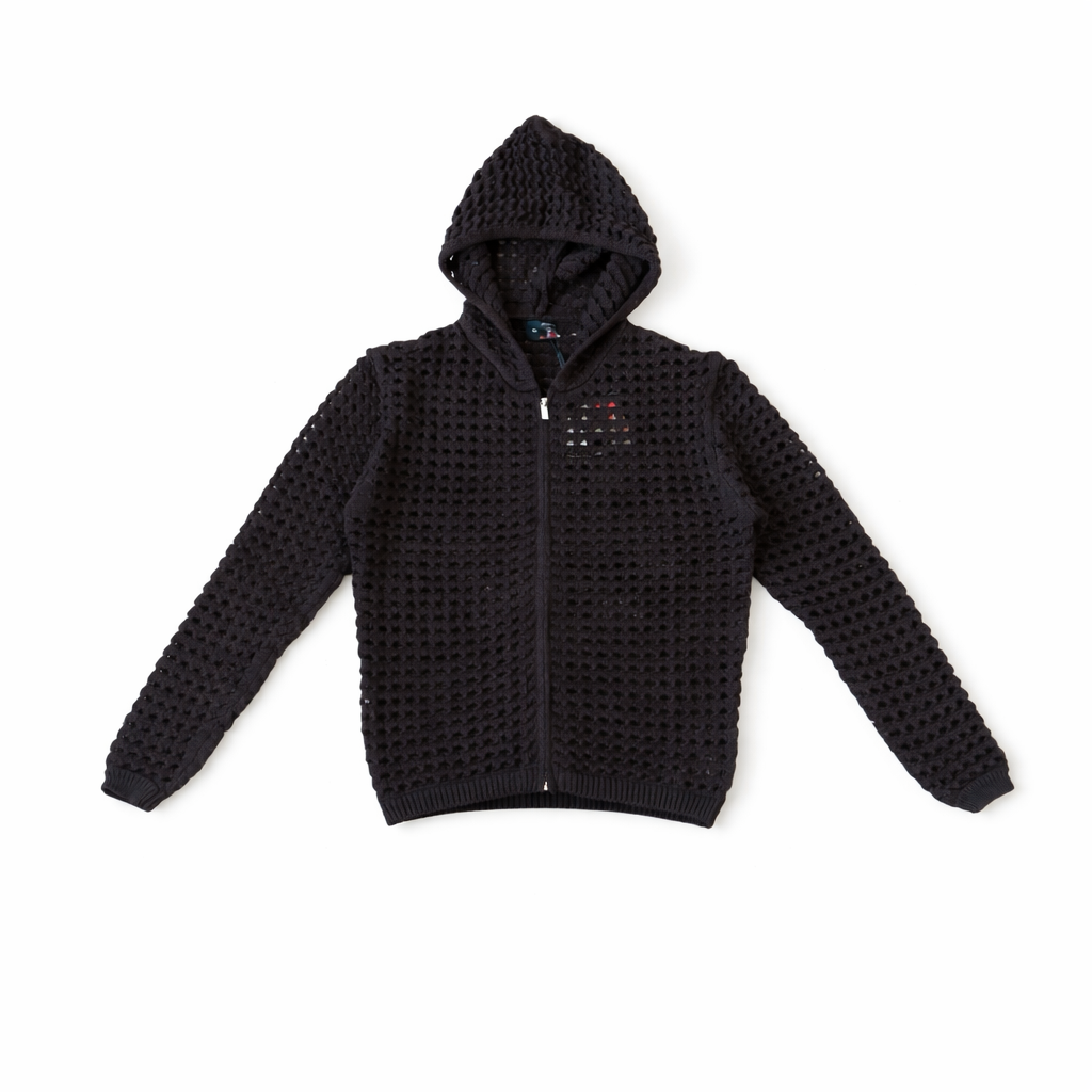 Open Knit Zip Hoodie