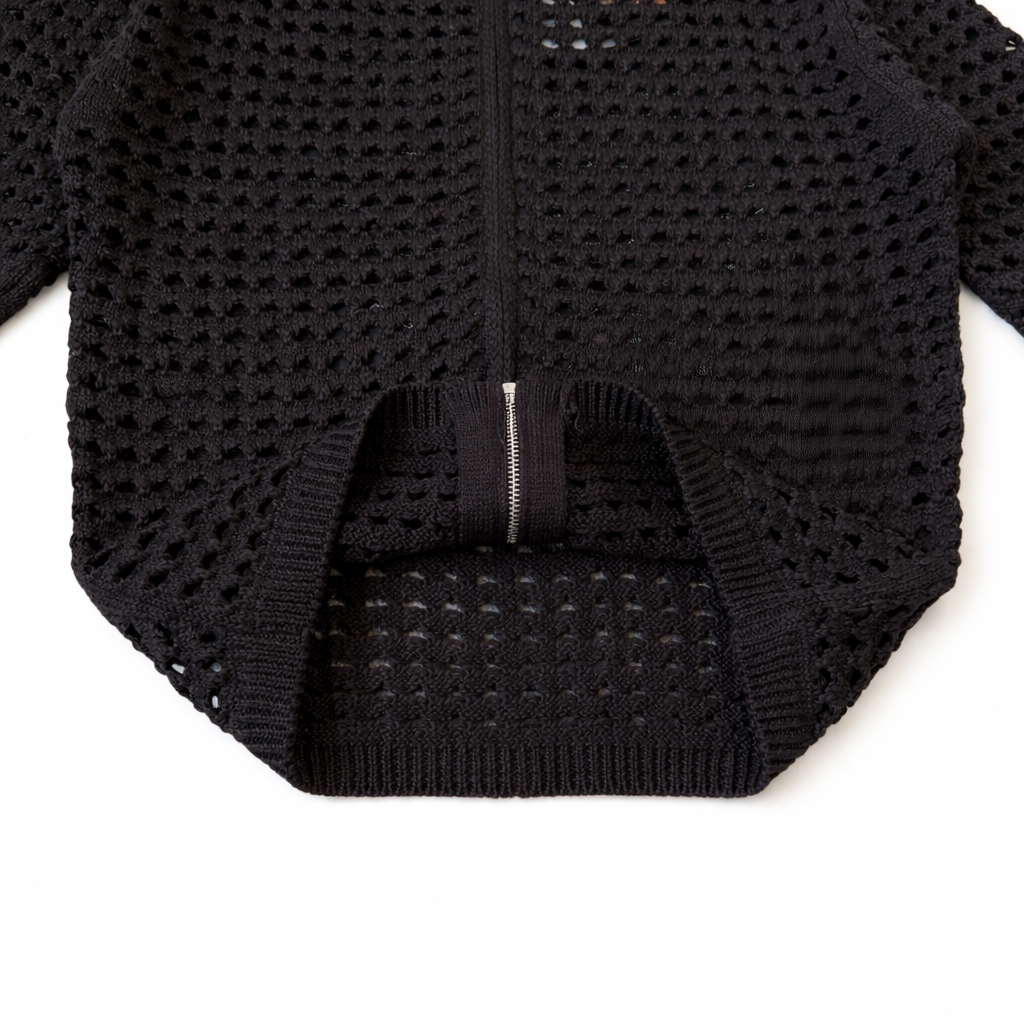 Open Knit Zip Hoodie