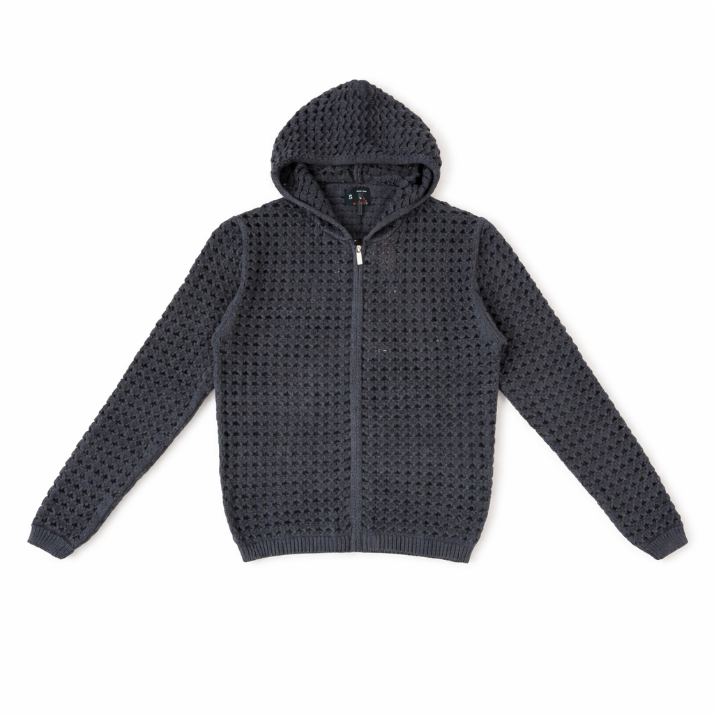 Open Knit Zip Hoodie